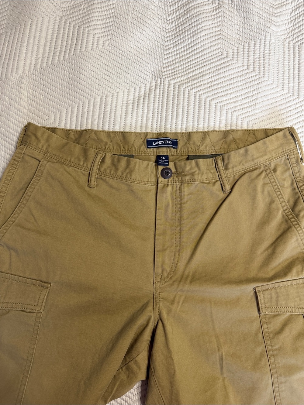 Lands' End Men's Khaki Green Cargo Shorts-Style Pants